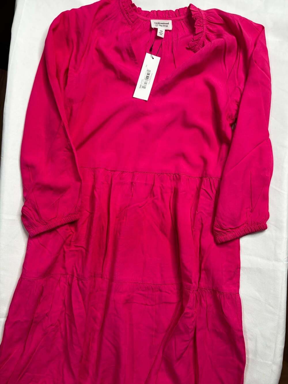 Caralynmirand x The Drop Hot Pink Tiered Mini Dress